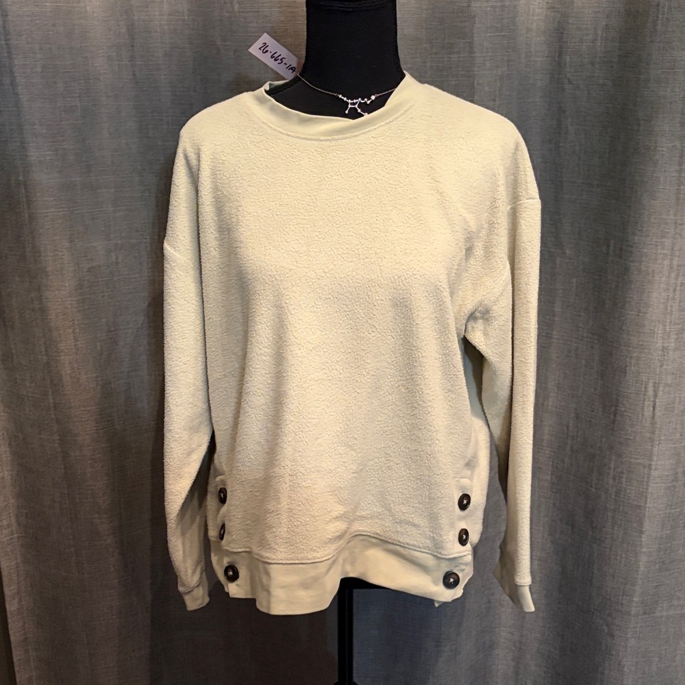 Madewell Green Button-Hem Pullover Sweatshirt